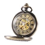 Treeweto Automatic Mechanical Pocket Watch Half Hunter Case Steampunk Skeleton Dial for Men Women