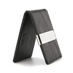 POSICHE Money Clip Wallet Convenient Money Clip Men's Pu Wallet Stainless Steel Short Dollar Clip Rfid Anti-Theft Wallet, Multiple Card Slots Compact Size Stylish Easy Access Great Gift Idea (black)