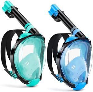 W WSTOO Full Face Snorkel Mask,Suitable for Beginners Dry Top Snorkeling Gear,Can Your Mouth or Nose to Breathe,180 Degrees Panoramic View,Anti-Fog Anti-Leak,Summer Travel and Vacationing Best Gifts
