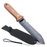 WILLKOMMEN Hori Hori Garden Knife- Garden Tools with Rugged Oxford Cloth Sheath, 7" Stainless Steel Blade for Digging, Weeding & Planting Full Tang Beechwood Handle (Pointed Tip)