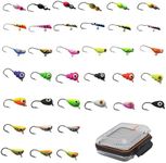 Alichino Ice Fishing Jig Set Ice Fishing Lures for Panfish Crappie, Ice Jig Head Hook Set (Lead ice jig Sets 6 Types 36 pcs with Box)