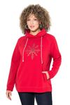 Ulla Popken Womenswear Plus Size Curvy Long Sleeve Stand-up Collar Snowflake Sweatshirt Salsa 50+ 824386510-50+