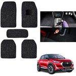 CABIX Car Grass Noodle Mat, PVC Footmat, Comfortable Complete Car Floor Mat for Nissan Magnite (Dark Black) - Set of 5 Pcs