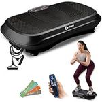 LifePro Vibration Plate Exercise Machine - Whole Body Workout Vibration Fitness Platform w/ Loop Bands - Home Training Equipment (Black)
