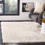 SAFAVIEH Paris Shag Collection Accent Rug - 2' x 3', Ivory, Handmade Silken Glam, 2.5-inch Thick Ideal for High Traffic Areas in Entryway, Living Room, Bedroom (SG511-1212)