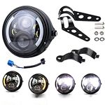 LEDUR 7Inch Round LED Motorcycle Headlights with Housing Bucket DRL Turn Signal Ring Angle Eyes Lights Motorcycle for Motorcycle Harley Davidson,Round Headlamp