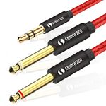 LinkinPerk 3.5mm 1/8" TRS Male to 2X 6.35mm 1/4" TS Male Mono Stereo Y-Cable Splitter Compatible for Home Stereo Systems,Laptop,Amplifier,Mixer Audio Recorder，MP3,etc (2M)