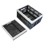 Aditya polymers - 1 pc (25Kg Capacity) Folding Stackable Basket| Collapsible Plastic Multipurpose Heavy Duty Durable Polypropylene Portable Foldable Crate for Stacking, Storing and Organizing