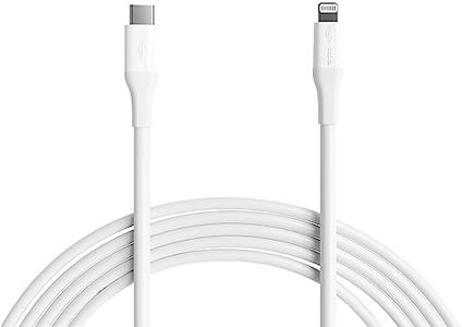 Amazon Basics USB-2.0 Nylon Braided Type C to Lightning Cable (MFi Certified), Fast Charging, 10 ft, White