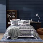 Nautica - King Quilt Set, Cotton Reversible Bedding with Matching Sham(s) and Bonus Pillow Cover, Casual Home Decor for All Seasons (Marina Cove Grey, King)