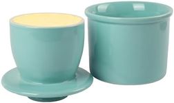 French Butter Crock with Water Line,Ceramic Butter Dish with Lid,Perfect for Butter Enthusiasts,Countertop Butter Keeper (Light Green)