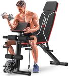 GIKPAL Adjustable Weight Bench, Foldable Workout Bench for Home Gym, Incline Decline Flat Exercise Bench Press for Full Body Strength Training w/Extended Headrest and Leg Extension (Black - New