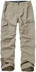 Mens Hiking Pants Quick Dry UPF 50 Travel Fishing Safari Cargo Pants Boy Scout Pants, Khaki （non-convertible), 42