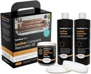 Furniture Clinic Leather Complete Restoration Kit | with Leather Recoloring Balm, Cleaner, 2-in-1 Protection Cream & Conditioner, Sponge, and Cloth | Leather Repair Kit for Furniture (Dark Grey)