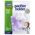 Baby Buddy Bear Pacifier Holder Clip Snaps to Paci, Teether, Toy, Clips to Baby’s Shirt, Pacifier Clip for Babies 4 Months & Up/Toddler Boys & Girls, Baby Must Haves, Lilac, 1 Count