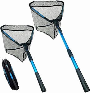 Senston Fishing Net with Telescopic Rod Handle, Scalable Nylon Fishing Landing Net for Kayak, Salmon, Catfish, Trout, Easy to Catch and Release