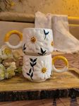 The White Space Living Daisy Bloom Mug 250 ML Handmade Ceramic Mugs for Coffee/Tea/Milk/Green Tea/Cold Coffee Mugs/Cup Microwave Safe & Dishwasher Safe (2)