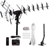 [Newest] Five Star Outdoor Digital Amplified HDTV Antenna - up to 200 Mile Long Range,Directional 360 Degree Rotation,HD 4K 1080P FM Radio, Supports 5 TVs Plus Installation Kit and Mounting Pole