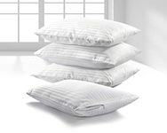 K&A® 100% Cotton Satin Stripe Pillow Protectors Pack of 4 Zippered Pillowcases - Hypoallergenic - Dust Mite Protection - 250 Thread Count Hotel Quality Pillow Covers