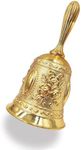 Hourwof Hand Bell,Metal Dinner Bell Decorative Wedding Bells Service Bell Call Bell Christmas Bell,Gold