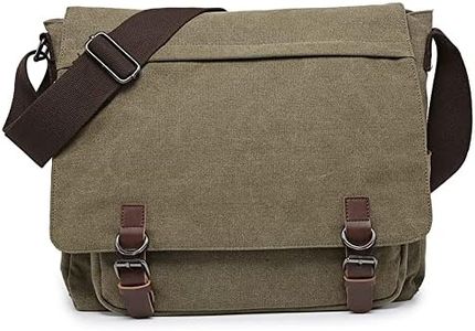 Dasein Large Vintage Canvas Messenger Shoulder Bag, Army Green, 15in Laptop Capacity