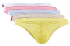 Panegy 5-pack Men's Thong Underwear Low Waist String Slip Ultra-Thin Ice Silk Underpants