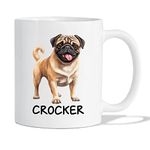 Personalized Pug White Coffee Mug, Pug Dog Ceramic Cup Mug 11 Oz 15 Oz, Unique Pug Travel Coffee Cup Gifts for Dog Lovers Dog Dad Dog Mom, Customized Pug Cup, Cute Pug Mug, Funny Dog Mugs Custom Name