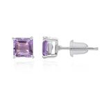 RoiDes Arts Amethyst Sterling Silver Earring Daily Usable Square Stud Earrings for Women, Best Gift For Mom, Sister, Friends and Loved Ones