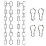 DesertBoy 2Pcs Stainless Steel Chain Heavy Duty M4 Hanging Chair Chain (0.6M/23.7Inch) with M6 Carabiners Swing Chain for Hanging Sandbags, Hanging Chairs, Yoga Training, etc.