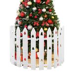 Extra Height 16” Christmas Tree Fence, 24pcs Christmas Tree Gate, White Christmas Fence Decorations for Small Cat, Small Dog, Suit for Christmas, Birthday, Wedding Decoration