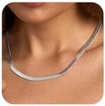 CHESKY Gold Necklace for Women-14K Plated/S925 sterling silver Snake Chain Necklace Dainty Simple Chunky Herringbone Necklace Gold Choker Necklaces Jewelry for Women, Gold Plated, No Gemstone