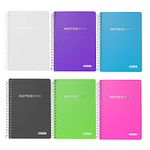 BAZIC Composition Book 100 Sheet 5" x 7" Poly Cover Spiral Notebook, Writing Journal Notebooks, Assorted Color 6-Pack