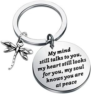 PLITI Dragonfly Memorial Gift Loss of Loved One Gift My Mind Still Talks To You Sympathy Keychain (my mind dragonfly)