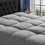 Queen Size Mattress Topper for Back Pain, Extra Thick Mattress Pad Cover, Cooling Breathable Pillow Top Protector Overfilled with Down Alternative, 8-21" Deep Elastic Pocket (60x80 Inches, Grey)