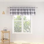 NATUS WEAVER 1 Panel Valance Curtains 18 inches Long Curtain Valance Living Room Buffalo Plaid Gingham Check Bedroom Window Farmhouse Curtain Valance Grey & White