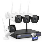 ANNKE WS300 10CH 5MP Wireless CCTV Camera System and 4x3MP Outdoor WiFi Surveillance IP Cameras with Alexa, Plug and Play, AI Human Detection, 100ft Night Vision, Remote Access, 1TB HDD Included