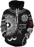 JooMeryer Men's Viking Totem 3D Print Long Sleeve Hoodies Pullover Sweatshirt, Norse Mythology, Small