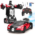 Hodlvant Transforming Robot RC Car with Spray, Remote Control Car for Kids 4 5 6+ Years Old, Sports Car Racing Car Toy, Deformation Vehicle for Kids, Present for Boys and Girls (Red)