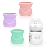 4 Pack Silicone Sleeves for Avent Natural Glass Baby Bottles, Anti Breakage Baby Bottle Holder, Compatible with Philips Avent Glass Natural Baby Bottle 4 oz, BPA Free