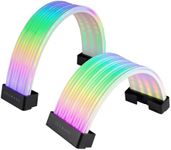 TECWARE Flex RGB PSU Extension Cable Cover Kit, Light Up LED Strip Set for GPU and Motherboard PC Cables, 5V 3 Pin ARGB Sync, Compatible with 8-Pin, 16-Pin, 24-Pin, Black