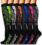 Aoliks 6 Pairs Black Compression Socks for Women & Men, 15-20 mmHg Knee High Socks for Sports Soccer Nurses