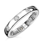 TJC Moissanite Band Ring In Platinum Plated 925 Sterling Silver for Women Size Q Flush Setting