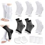 6 Pairs Neuropathy Socks for Women and Men, FULANDL Compression Socks Ankle Support Brace, Toeless Foot Sleeves for Plantar Fasciitis Relief (L/XL)