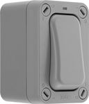 BG Electrical Outdoor Slim Single Wall Switch with LED Indicator, Weatherproof, Grey, Nexus Storm, 2-Way, 20A, IP66 Rated, WP12S