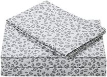 Juicy Couture – Microfiber Sheet Set | Silver Leopard Queen Size Bed Sheets | 4 Piece Set Includes Fitted Sheet, Flat Sheet and 2 Pillowcases | Deep Pockets, Wrinkle Resistant and Anti Pilling