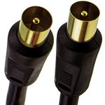 kenable RF Coaxial RG6 TV Aerial Lead Coax Male Plug to Plug Black Cable Gold 1m