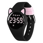 Blackpink Kids Watch Activity Fitness Tracker Digital Steps Counter Girls Watches with Vibrating Alarm Distance Calories Cat Ear Watch Gift for Kids Girls Cat Lovers Cadeaux Montre Enfant Fille