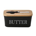 Butter Dish with Lid for Countertop, 600ml Large Butter Dish for Butter Keeper, Black Butter Dish