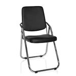 hjh OFFICE Visitor Chair Conference Chair ESTO steel and faux leather Foldable comfortable stable with padded seat and back rest black