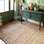 Large Durable Hardwearing Natural Boucle Jute Rug Dirt Trapper Versatile Woven Lounge Utility Kitchen Area Rugs 190cm x 280cm